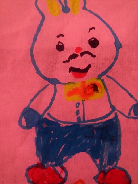 大叔兔的纸张有点薄所以用油笔画有点印!